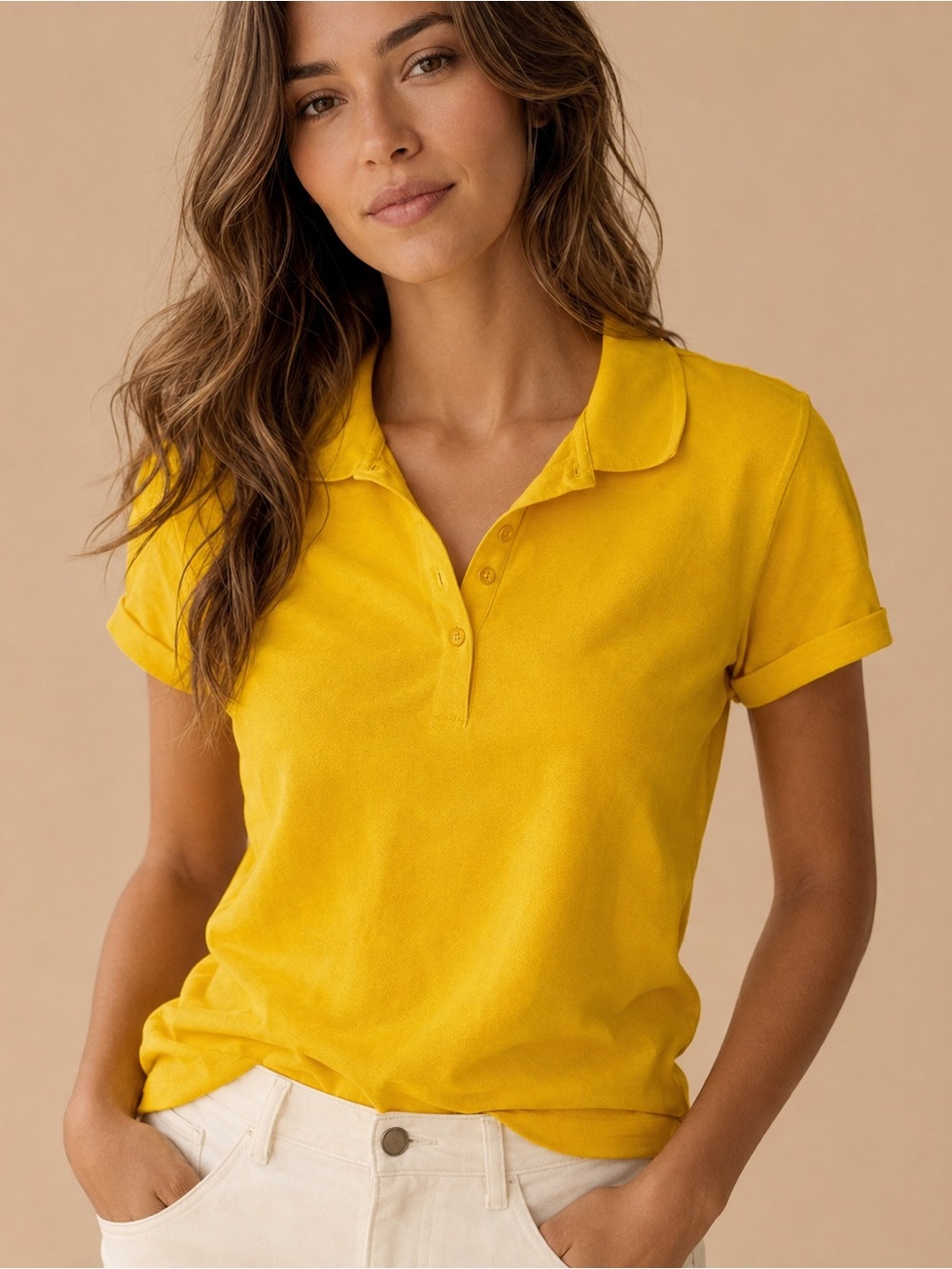 Amazon Essentials Women’s Short-Sleeve Polo Shirt - Mustard Yellow